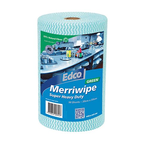 Edco Merriwipe Super Heavy Duty Wipes Green Rolls