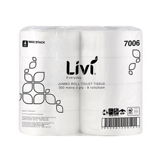Livi Basics Jumbo Roll Toilet 2Ply 300M 8Ctn