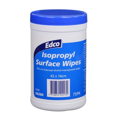 Edco Isopropyl Surface Wipes Canister 75Pk