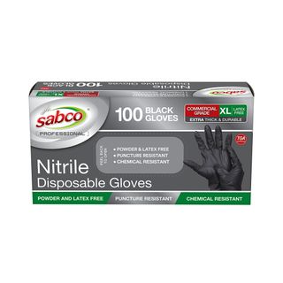 Sabco Professional Nitrile Disposable Gloves - Black 100pk - XL