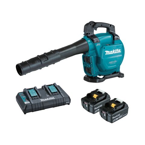 Makita 18Vx2 BRUSHLESS Blower/Vacuum Kit – Includes 2 x 5.0Ah Batteries & Dual Port Rapid Charger