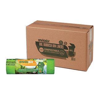 Austar Packaging Envirostar 80L Green Compostable Bin Liner EHD 43um 1050 x 820mm x100