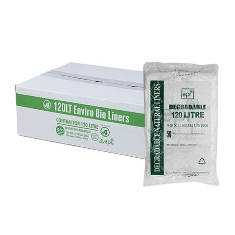 Austar Packaging 120L Clear EPI Degradable Bin Liner 1100x940mm x200