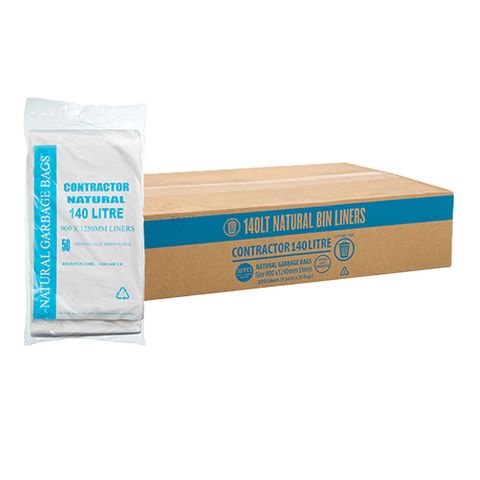 Austar Packaging 140L Clear Contractor Bin Liner Star Seal 1250x900mm x200