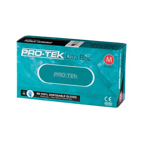 Austar Packaging Medium Vinyl Gloves Powdered Blue x100