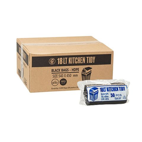 Austar Packaging 18L Black Kitchen Tidy Liner Roll 540x450mm x1000