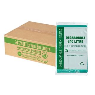 Austar Packaging 240L Green EPI Degradable Bin Liner 1430x1140mm x100