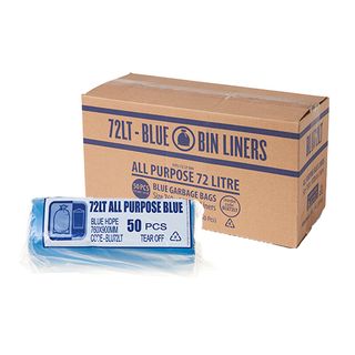 Austar Packaging 72L Blue All Purpose Bin Liner Star Seal Roll 900x760mm x500