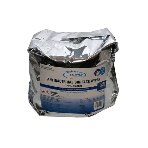 Cleanstar Wipes-1200 ROLL -2pk Stand 75%