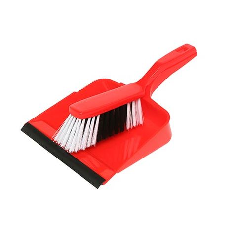 Edco Dust Pan & Brush Set - Red