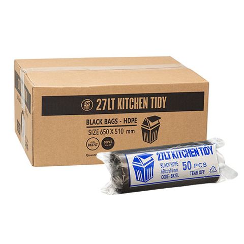 Austar Packaging 27L Black Kitchen Tidy Liner Roll 650x510mm x1000