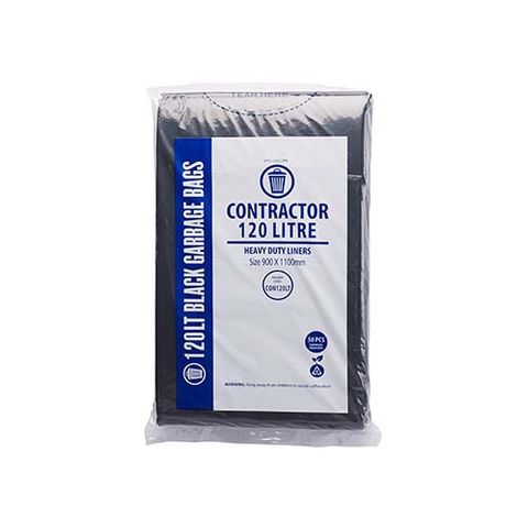 Austar Packaging 120L Black Contractor Bin Liner Star Seal 1100x900mm x200