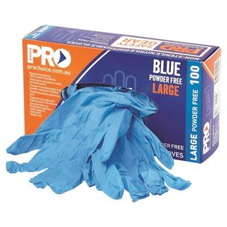 Prochoice Disposable Blue Nitrile Powder Free Gloves M x100