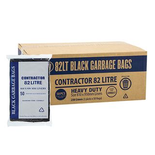 Austar Packaging 82L Black Contractor Bin Liner Star Seal 950x810mm x250