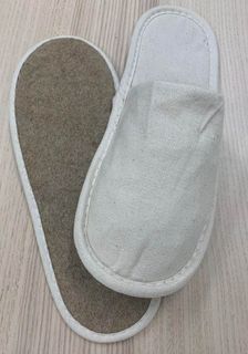 Swisstrade CLOSED-Toe slippers with double-FLAX sole naturally biodegradable 29cm wheat colour in craft paper WRAPPER (ctn 100)