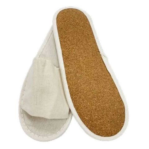 Swisstrade OPEN-Toe slippers with CORK sole naturally biodegradable 29cm wheat colour in craft WRAPPER (ctn 100)