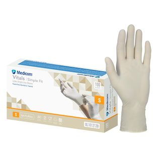 Vitals Simple Fit Latex Powder Free Examination Glove S x100