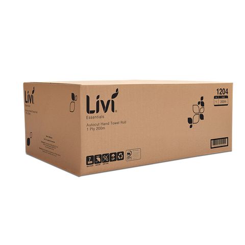 Livi Essentials Roll Towel 1Ply 200M Autocut 6Ctn