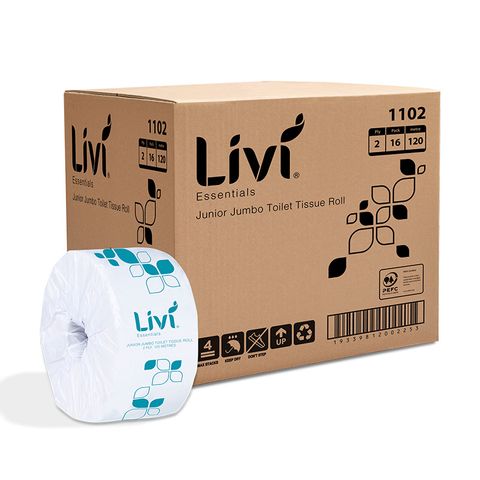 Livi Essentials Jnr Jumbo Roll Toilet 2Ply 120M 16Ctn