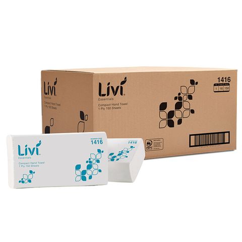 Livi Essentials Compact Towel 1Ply 150S 16Ctn