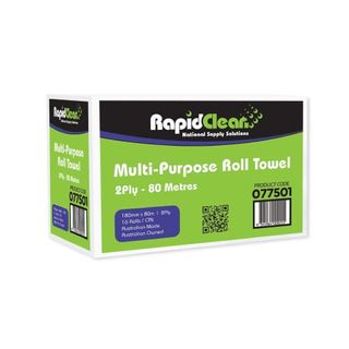 RapidClean 2Ply+ 80M Multi-Purpose Roll Towel X16