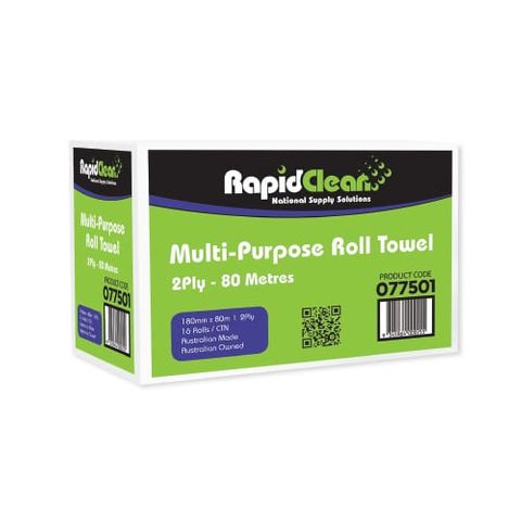 RapidClean 2Ply+ 80M Multi-Purpose Roll Towel X16