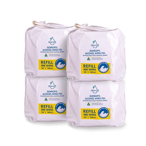 Isopropyl Alcohol Wipes 70%  150 x 300mm  Bulk Refill Roll  of  400 Wipes