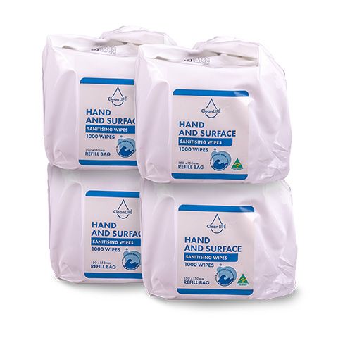 Cleanlife Gym Wipes Refill Ctn 4 x 1000 Sht