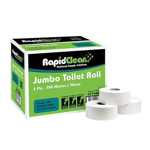 RapidClean 2Ply 300M Jumbo Toilet Roll X8 (old code 077549)