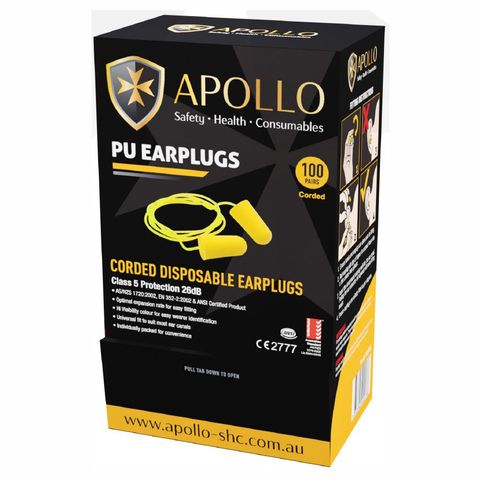 APOLLO Ear Plugs Corded x 100
