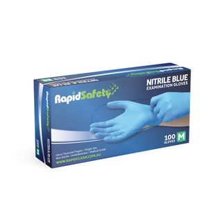 Rapid Safety - Nitrile Blue Powder Free Examination Gloves - M x 100