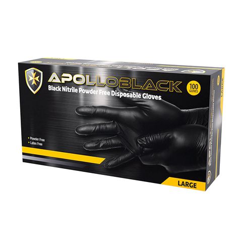 APOLLOBLACK Nitrile Disposable Gloves - Large x 100