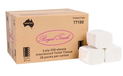 Royal Touch 2Ply Interleaved Toilet Tissue 250s X36