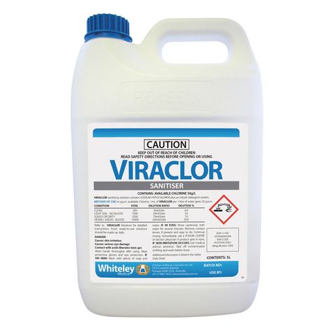 Whiteley Viraclor Chlorine Sanitiser 5L