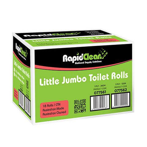 RapidClean 1Ply Little Jumbo Toilet Roll X18