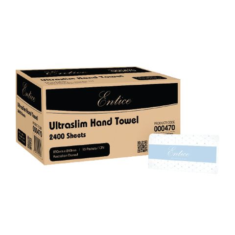 RapidClean Entice Ultraslim Hand Towel 4 Fold 2400s x16