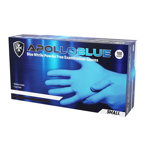 APOLLOBLUE Nitrile Examination Gloves - Small x 100