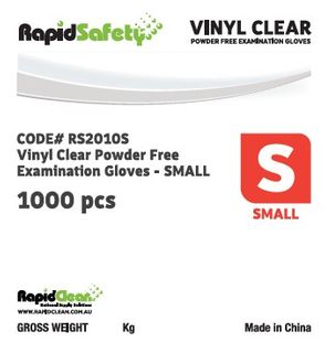 Rapid Safety - Vinyl Clear Powder Free Examination Gloves - S (100pk x 10)