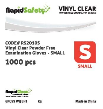 Rapid Safety - Vinyl Clear Powder Free Examination Gloves - S (100pk x 10)