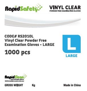 Rapid Safety - Vinyl Clear Powder Free Examination Gloves - L (100pk x 10)