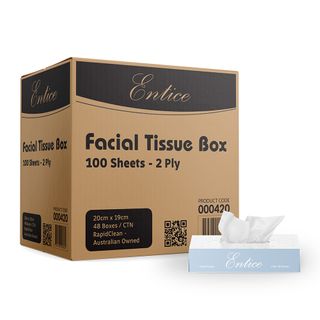 RapidClean Entice 2Ply Facial Tissues 100s x48packs