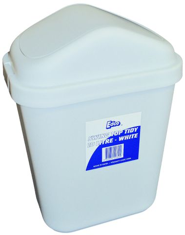 Swing Top Tidy Bin 10 Ltr White