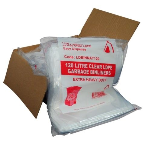 120L Natural HD Bin Liners-30um;Ctn 100