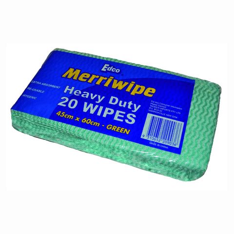 Merriwipe H/Duty Wipe Pkt/20 Green