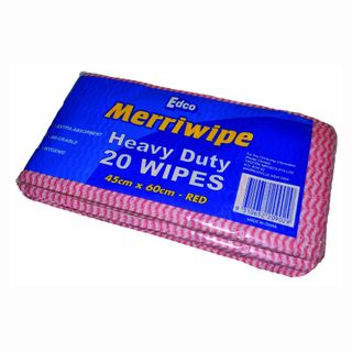 Merriwipe flat H/Duty Wipe Pkt/20 Red
