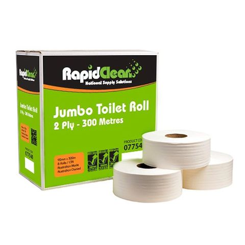 Rapid 300 Jumbo Toilet Roll 2ply Ctn 8