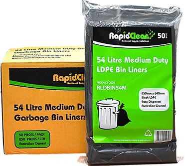 Rapid 54L MD Black Bin Liner-24um;Ctn250