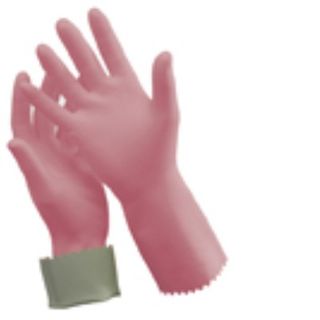Silver Lined Rubber Gloves - Large PINK