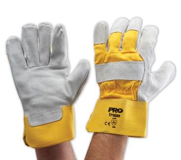 Yellow Grey Leather Glove