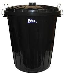 Plastic Garbage Bin 73L Black with lid